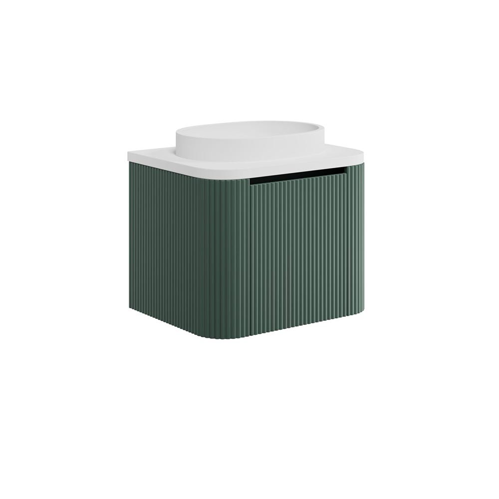 Scudo Linea 475mm x 450mm 1-Drawer Wall Hung Reed Green Vanity Unit