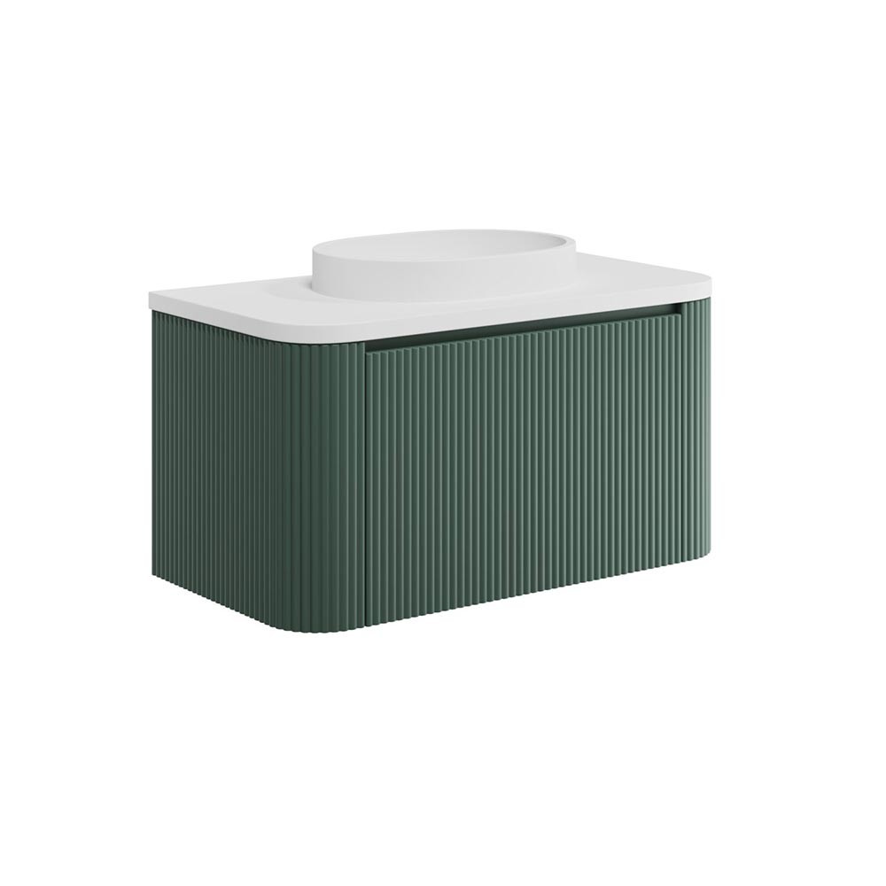 Scudo Linea 900mm x 475mm x 450mm 1-Drawer Wall-hung Reed Green Vanity ...