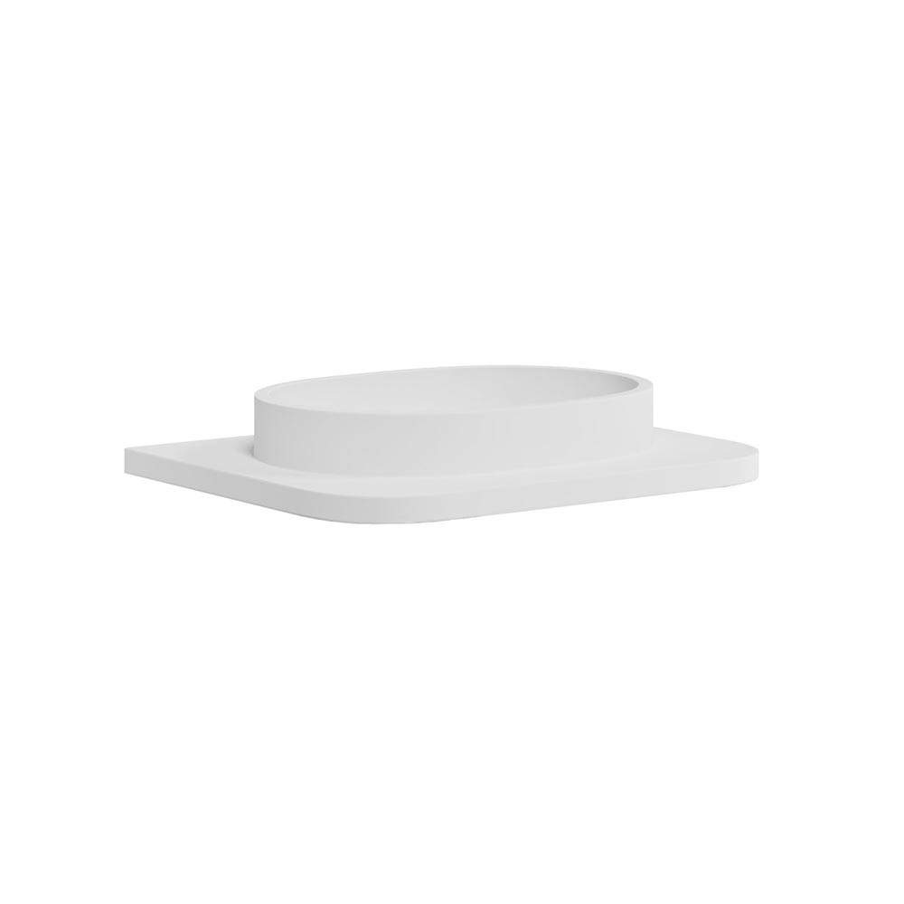 Scudo Matt White Linea Curve 600Mm One Piece Vanity Basin And Worktop Stone Resin