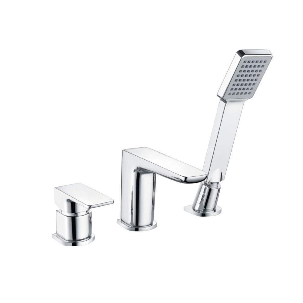 Scudo Chrome Muro Bath Mixer Brass