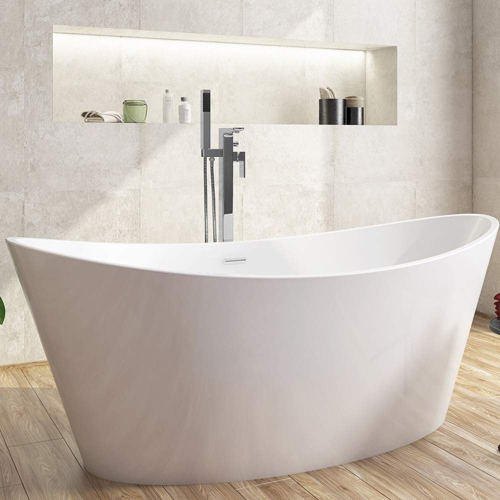Scudo Chrome Muro Freestanding Bath/Shower Mixer Tap Brass