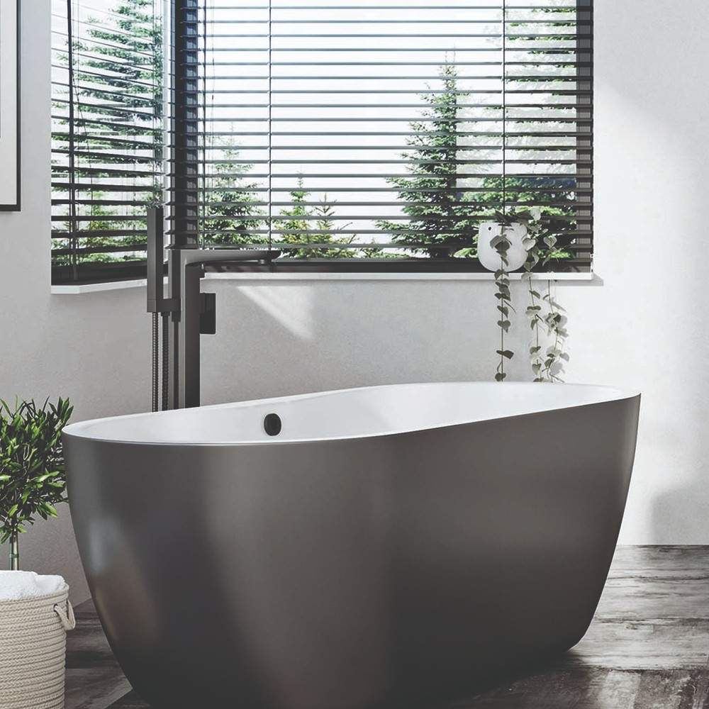 Scudo Black Muro Freestanding Matt Bath/Shower Mixer Tap Brass