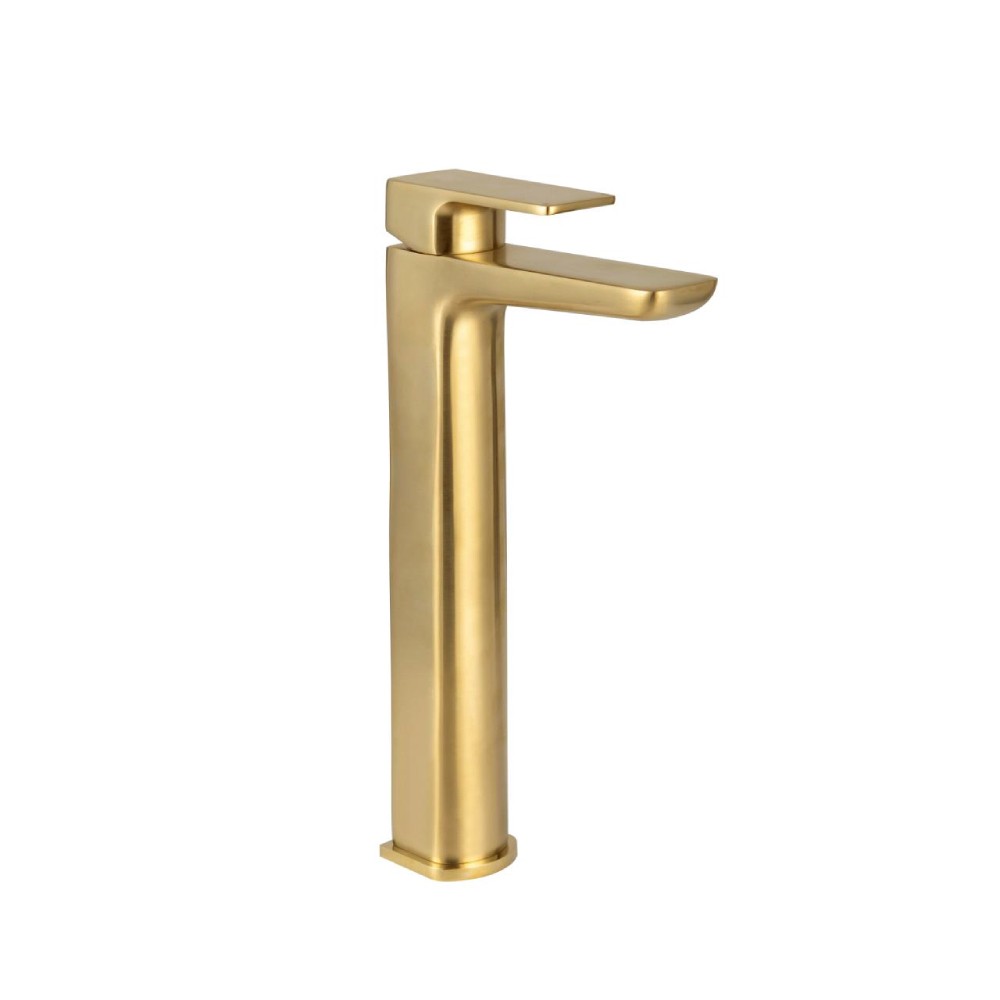 Scudo Muro Tall Brushed Brass Basin Mixer Tap