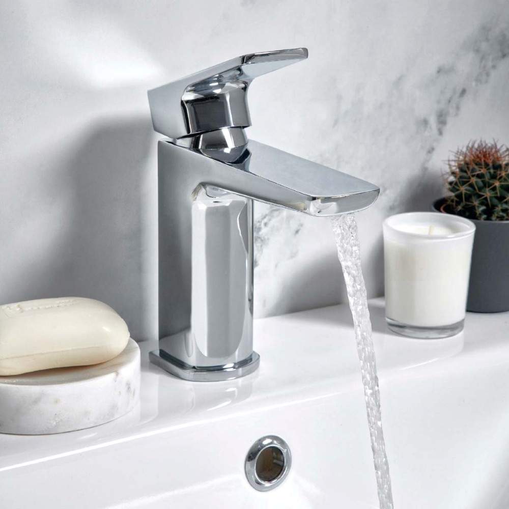 Scudo Chrome Muro Mono Basin Mixer Tap With Waste Brass