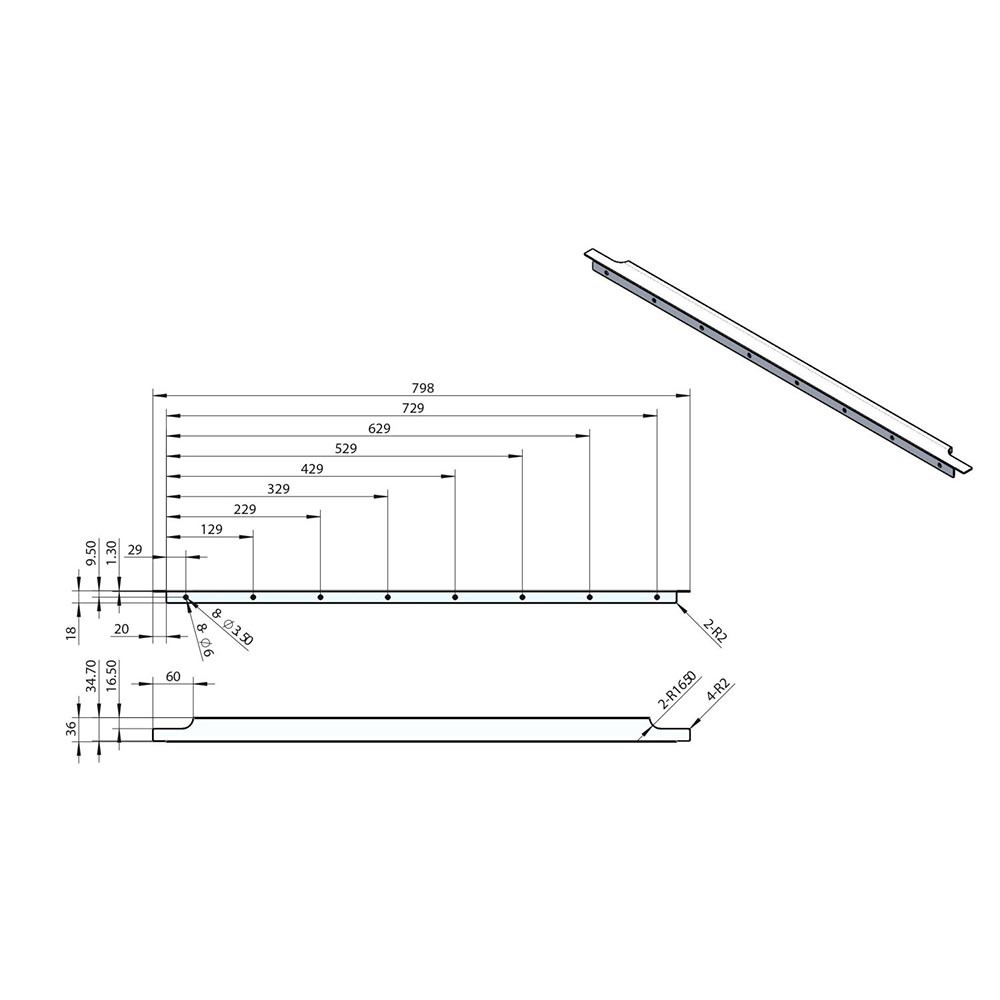 Scudo Muro Mono 800mm Black Wrap Over Handle | clickbasin®
