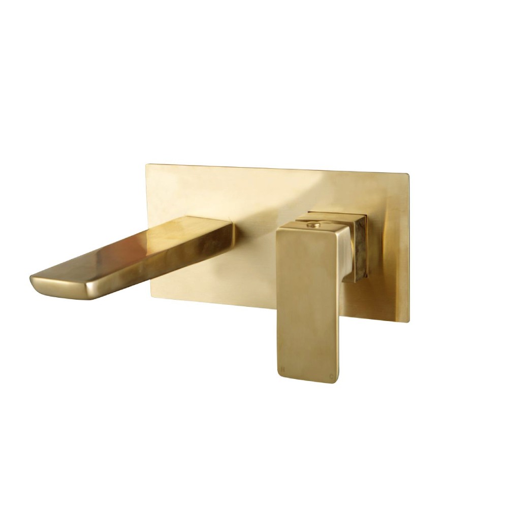 Scudo Muro Wall Mounted Brushed Brass Bath Mixer
