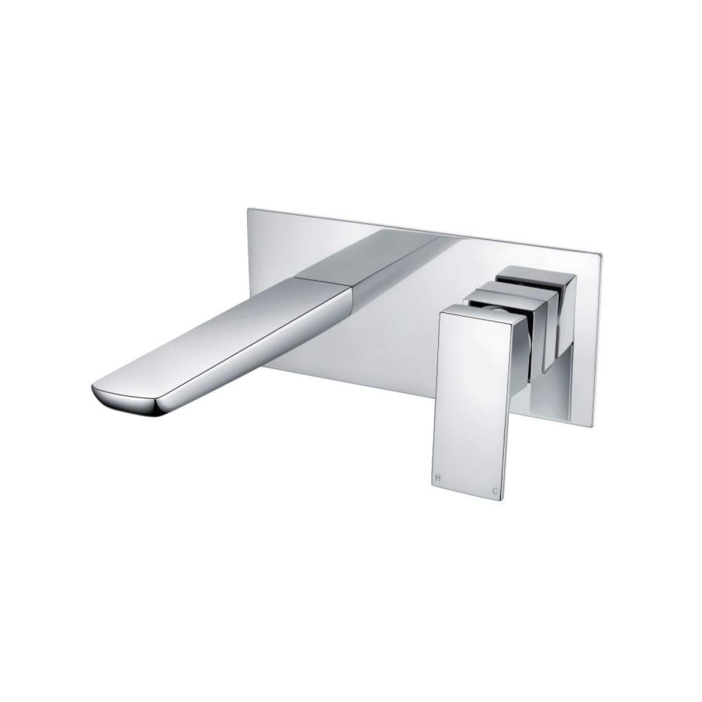 Scudo Chrome Muro Wall Mounted Basin Mixer Tap Brass