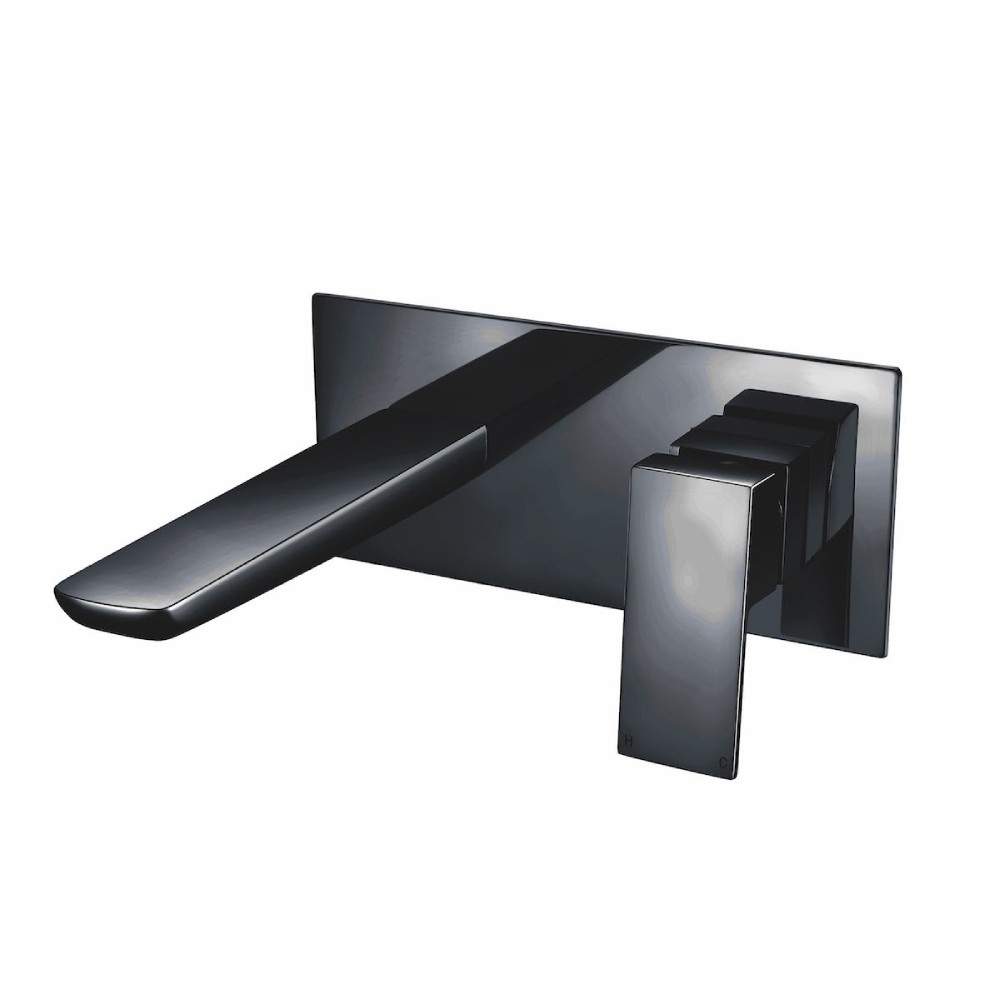 Scudo Black Muro Wall Mounted Matt Bath Mixer Brass