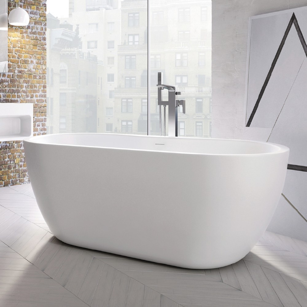 Scudo Onyx White Rectangular Freestanding Bath