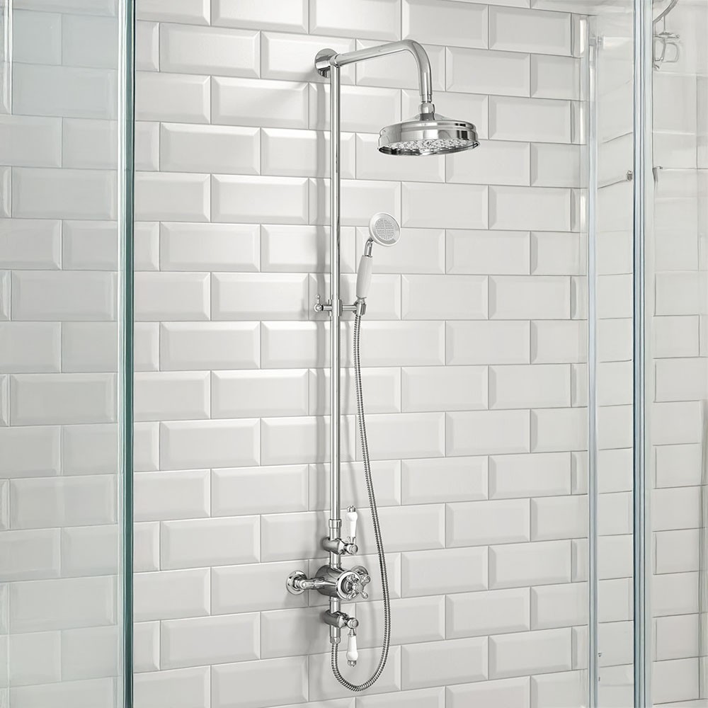 Scudo Traditional Rigid Riser Shower with Fixed Head and Handset
