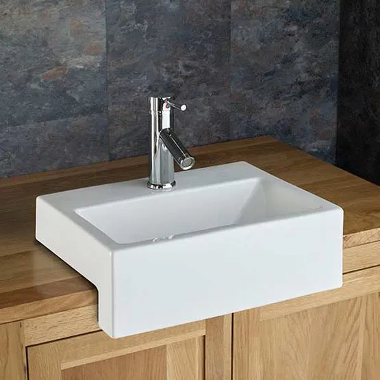 Anadia 430mm x 325mm Rectangular Semi Recessed Cloakroom Basin ...