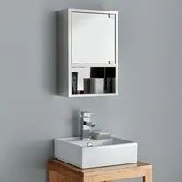 Seville 355mm x 530mm Narrow Open Shelf Single Door Bathroom Mirror Cabinet
