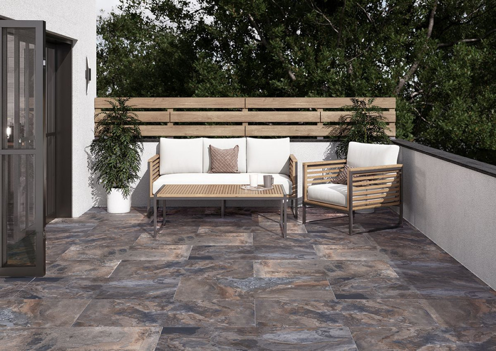 Sheera Slate Effect Outdoor Porcelain Floor Tile - 1200mm x 600mm ...