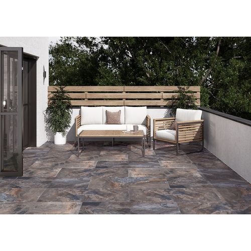 Sheera Slate Effect Outdoor Porcelain Floor Tile - 1200mm x 600mm ...