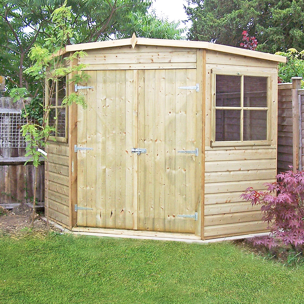 Shire Pressure Treated Shiplap Corner Shed - 7ft x 7ft (2050mm x 2050mm)