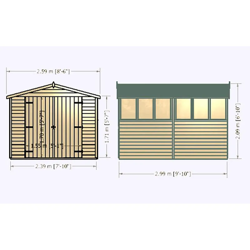Shire Window Overlap Apex Shed - 8ft x 10ft (2390mm x 2990mm ...