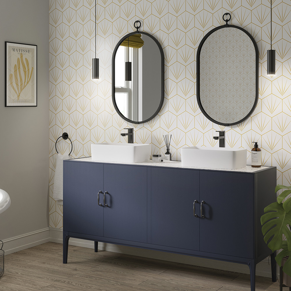 Showerwall White & Mustard Deco Tile Acrylic Shower Panel Plumbing