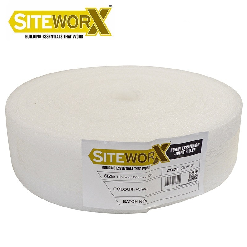SITEWORX Foam Expansion Joint Filler White 10mm x 100mm x 10m
