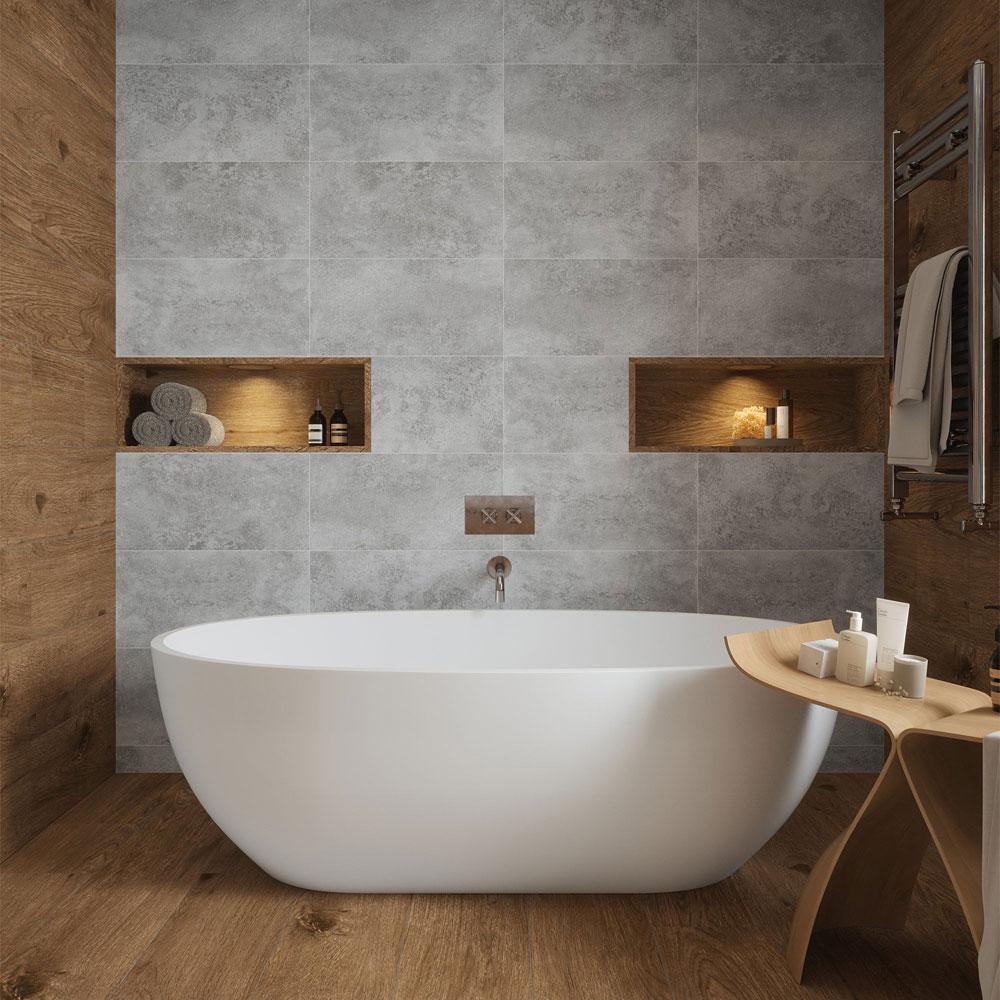 Skyline Boston Graphite Satin Glazed Ceramic Wall Tile - 600mm x 300mm