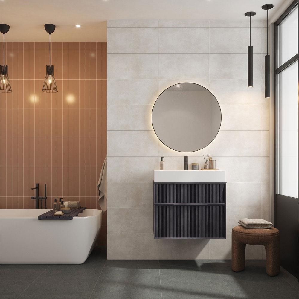 Skyline Chicago Grey Satin Glazed Ceramic Wall Tile - 600mm x 300mm