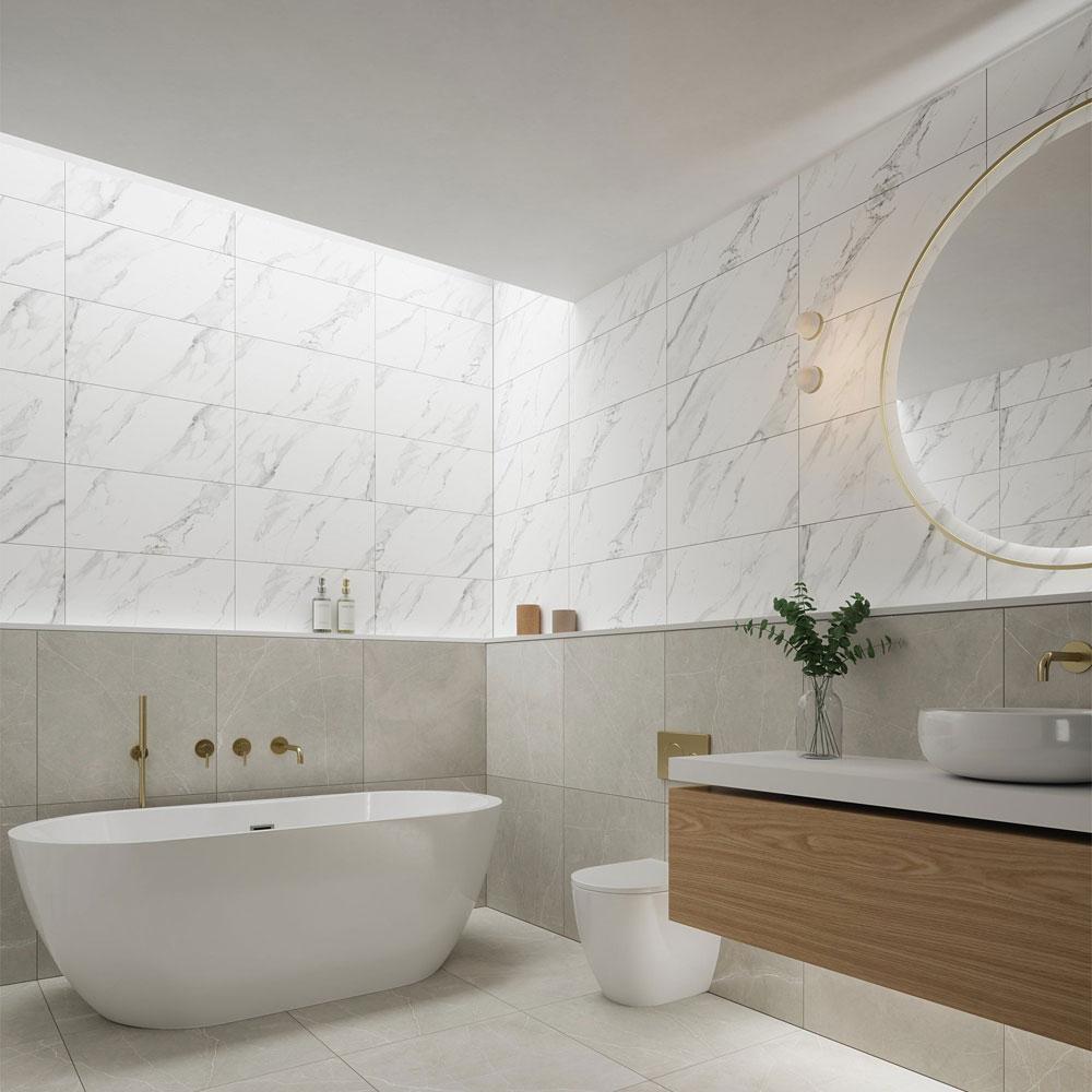 skyline quebec marble white satin glazed ceramic wall tile single tile