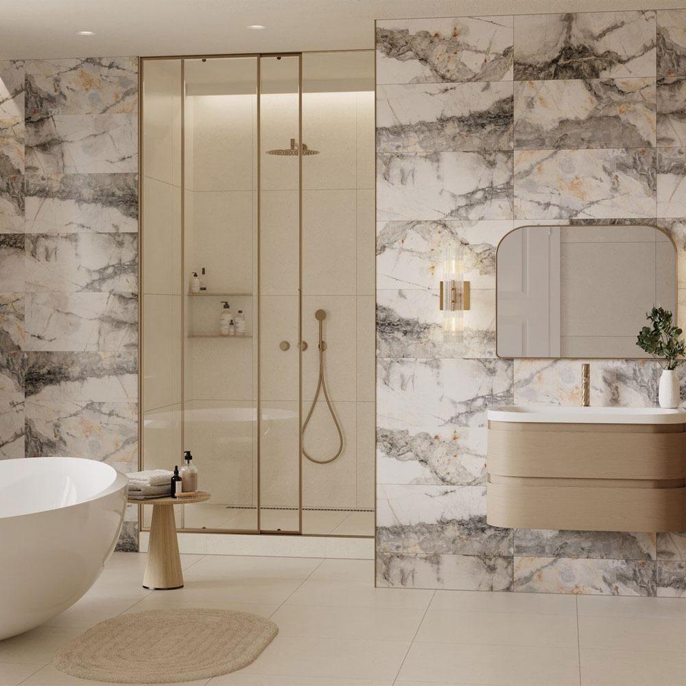 skyline tokyo gold marble effect gloss glazed ceramic wall tile single tile