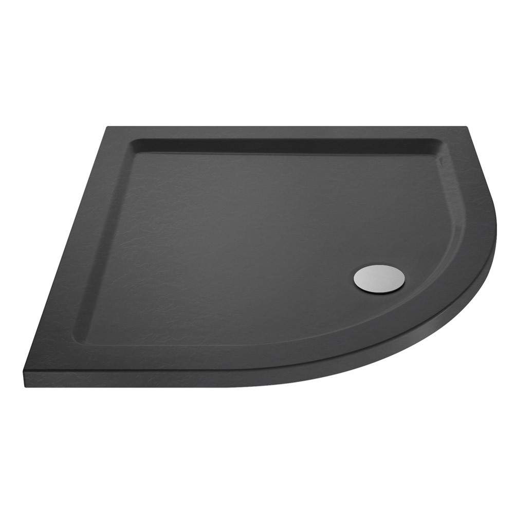 Nuie Slate Grey Pearlstone 900Mm X 900Mm Quadrant Shower Tray Polyurethane Volcanic Ash