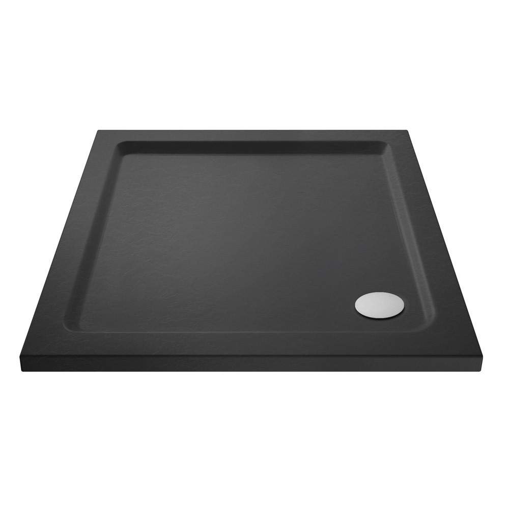 Nuie Slate Grey Pearlstone 700Mm X 700Mm Square Shower Tray Polyurethane Volcanic Ash