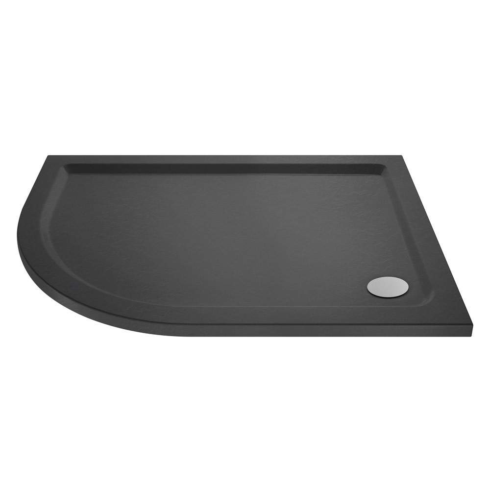 Nuie Slate Grey Pearlstone 1200Mm X 800Mm Offset Quadrant Left Hand Shower Tray Polyurethane Volcanic Ash