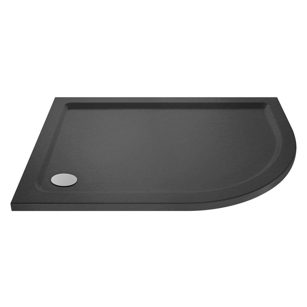 Nuie Slate Grey Pearlstone 900Mm X 760Mm Offset Quadrant Right Hand Shower Tray Polyurethane