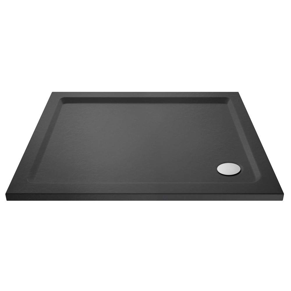 Nuie Slate Grey Pearlstone 900Mm X 800Mm Rectangular Shower Tray Polyurethane Volcanic Ash