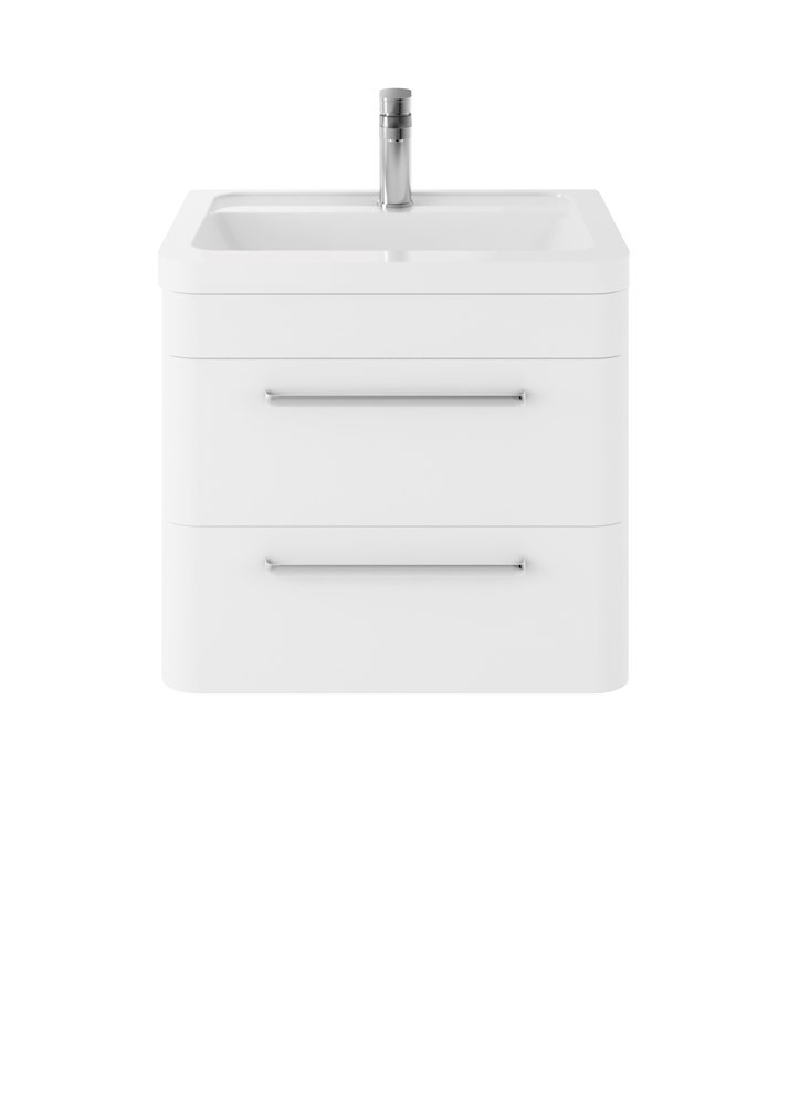 Hudson Reed Solar Pure White 2-Drawer Wall Hung Cabinet & Ceramic Basin