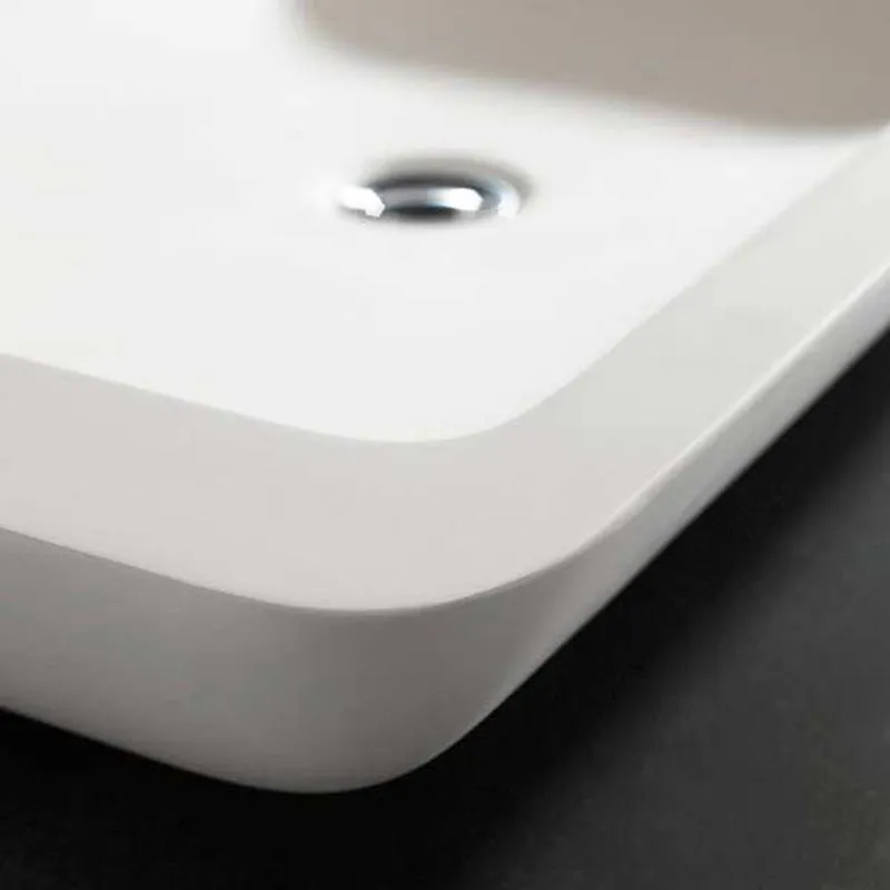 Solo 800mm x 460mm White Stone Resin Large Shallow Rectangular Basin ...