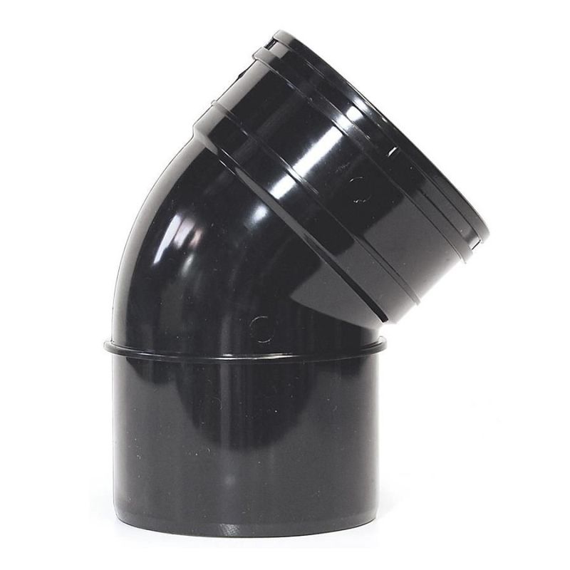 Solvent Weld Soil Black 45 Degree Bend Single Socket 110mm Plumbing
