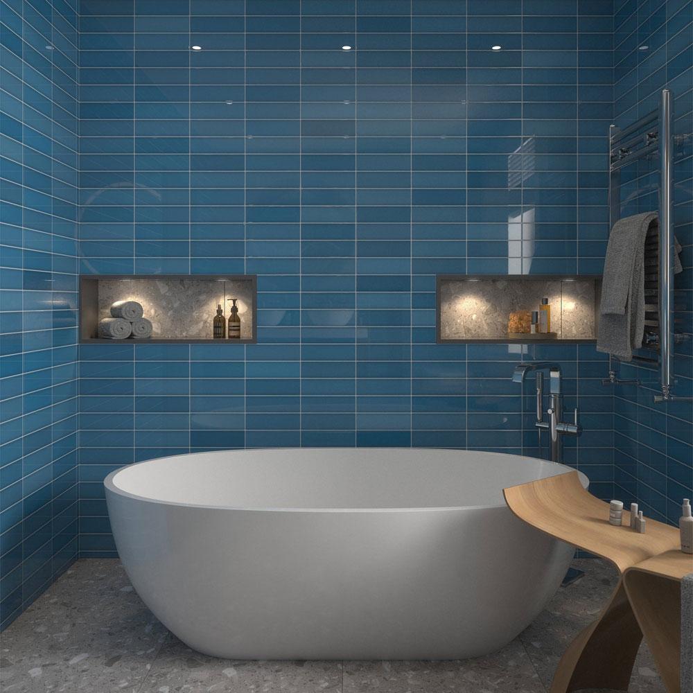 south bank azure gloss glazed ceramic wall tile single tile