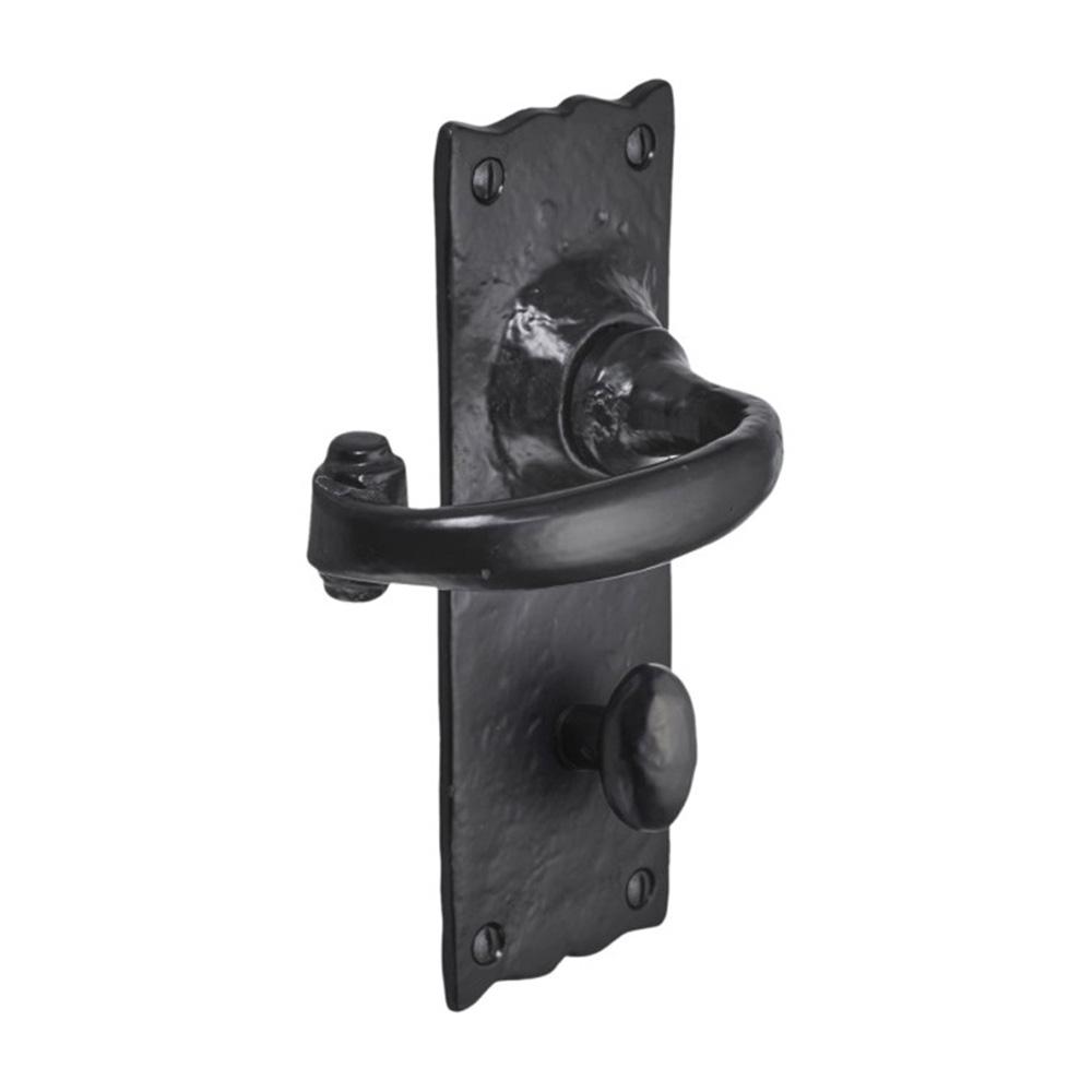 SpiraBrass Burford Bathroom Lever on Backplate Door Handle - Black
