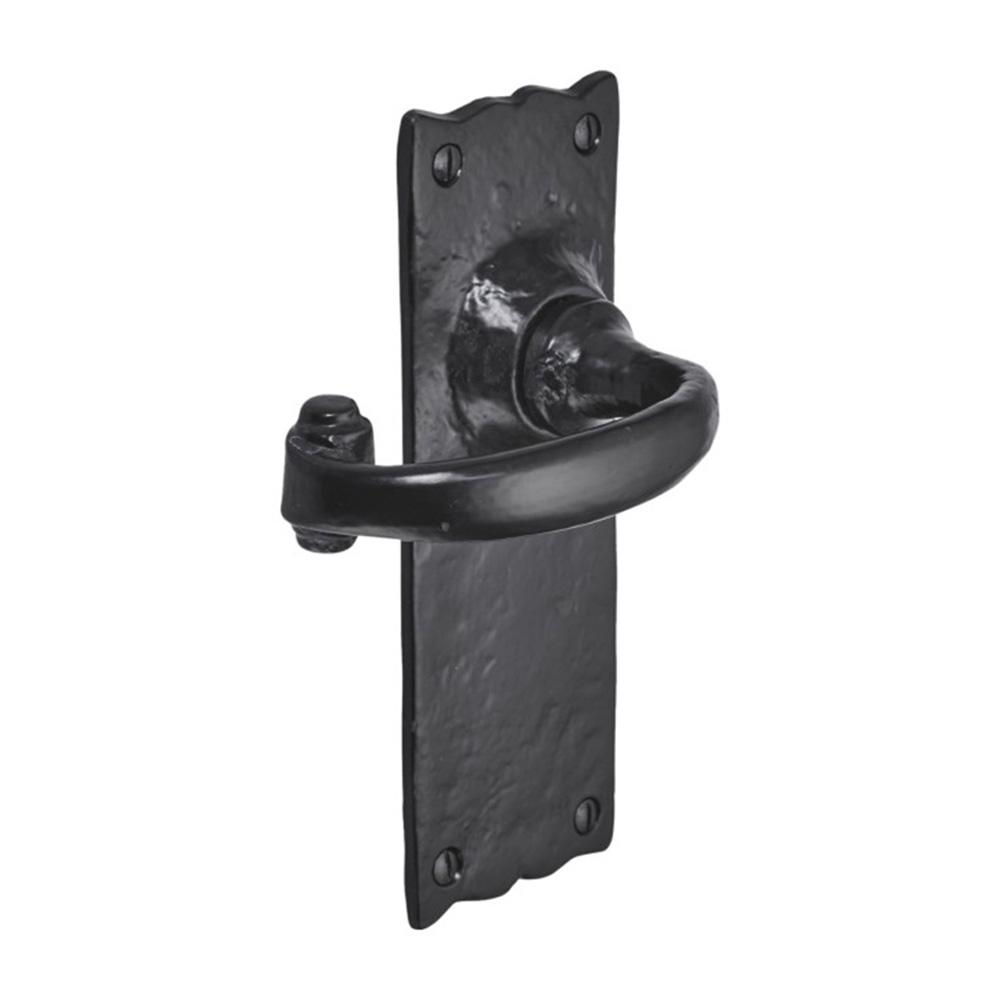 SpiraBrass Burford Latch Lever on Backplate Door Handle - Black