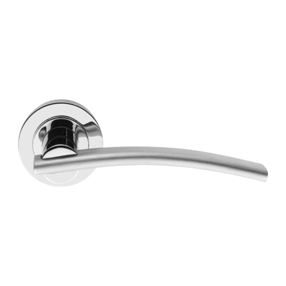 SpiraBrass Carol Lever on Round Rose Door Handle - Polished Chrome & Satin Nickel