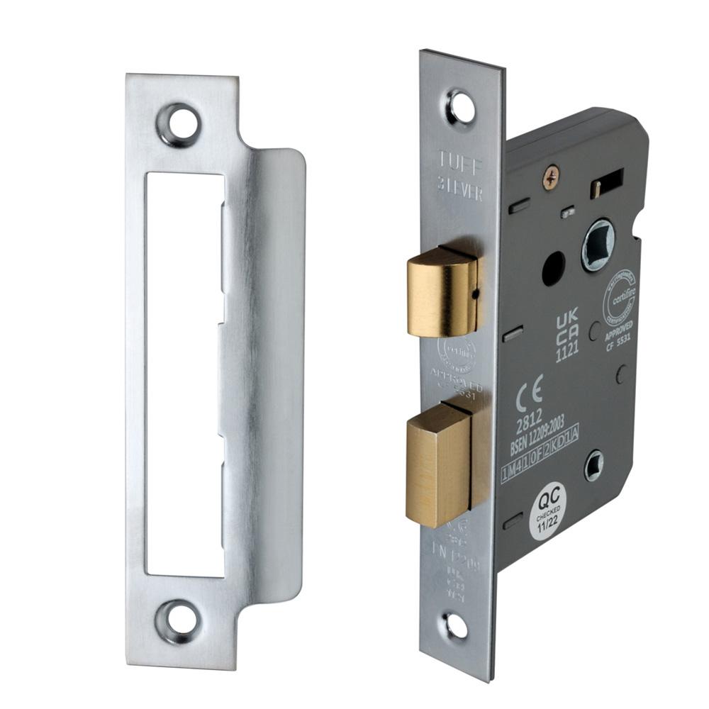 SpiraBrass CE 3 Lever FD60 3 inch Bathroom Lock - Satin Chrome | Door ...
