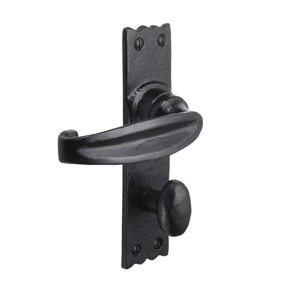 SpiraBrass Charlbury Bathroom Lever on Backplate Door Handle - Black