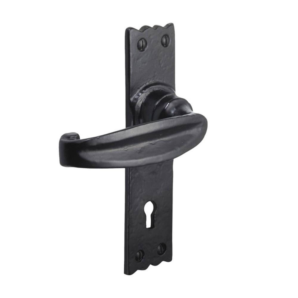 SpiraBrass Charlbury Lock Lever on Backplate Door Handle - Black