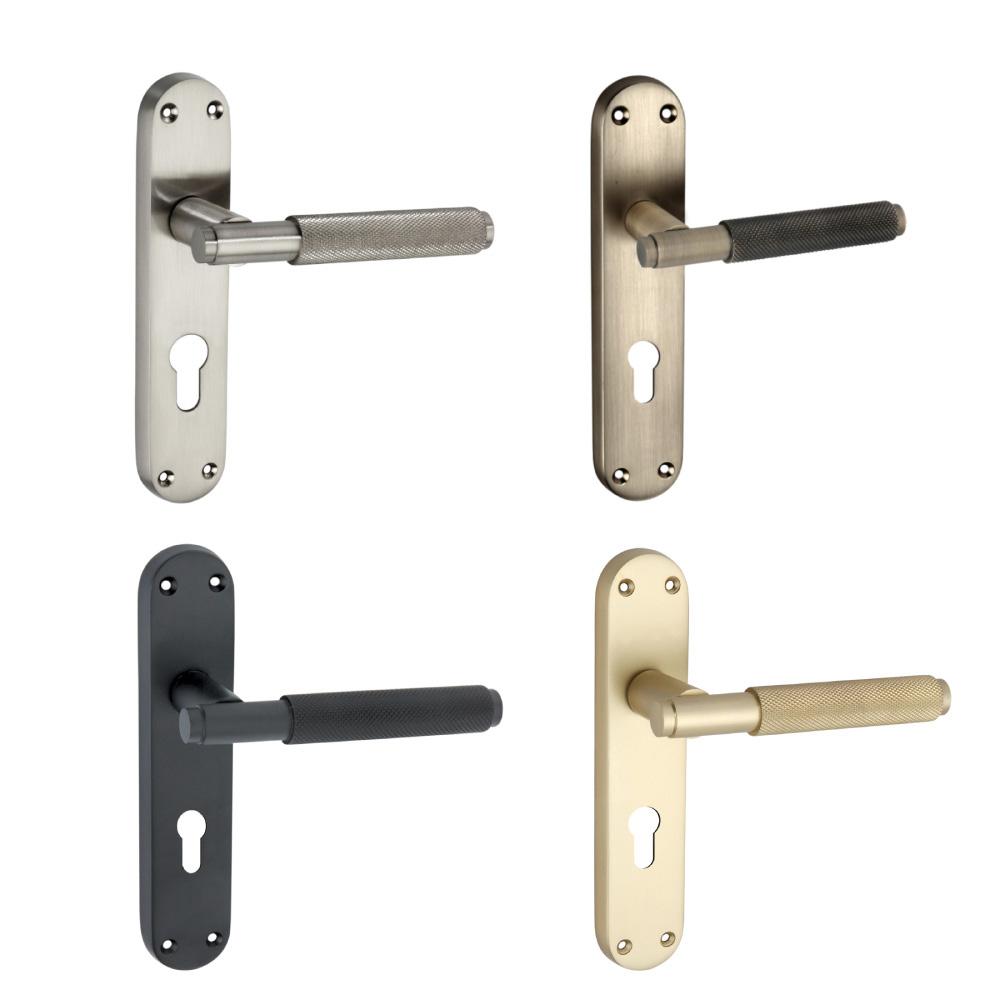 SpiraBrass Connaught Knurled Euro Lever on Backplate Door Handle