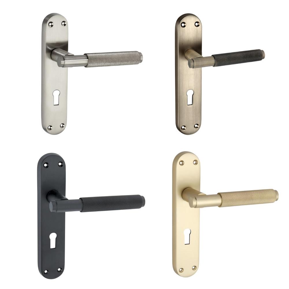 SpiraBrass Connaught Knurled Key Lever on Backplate Door Handle