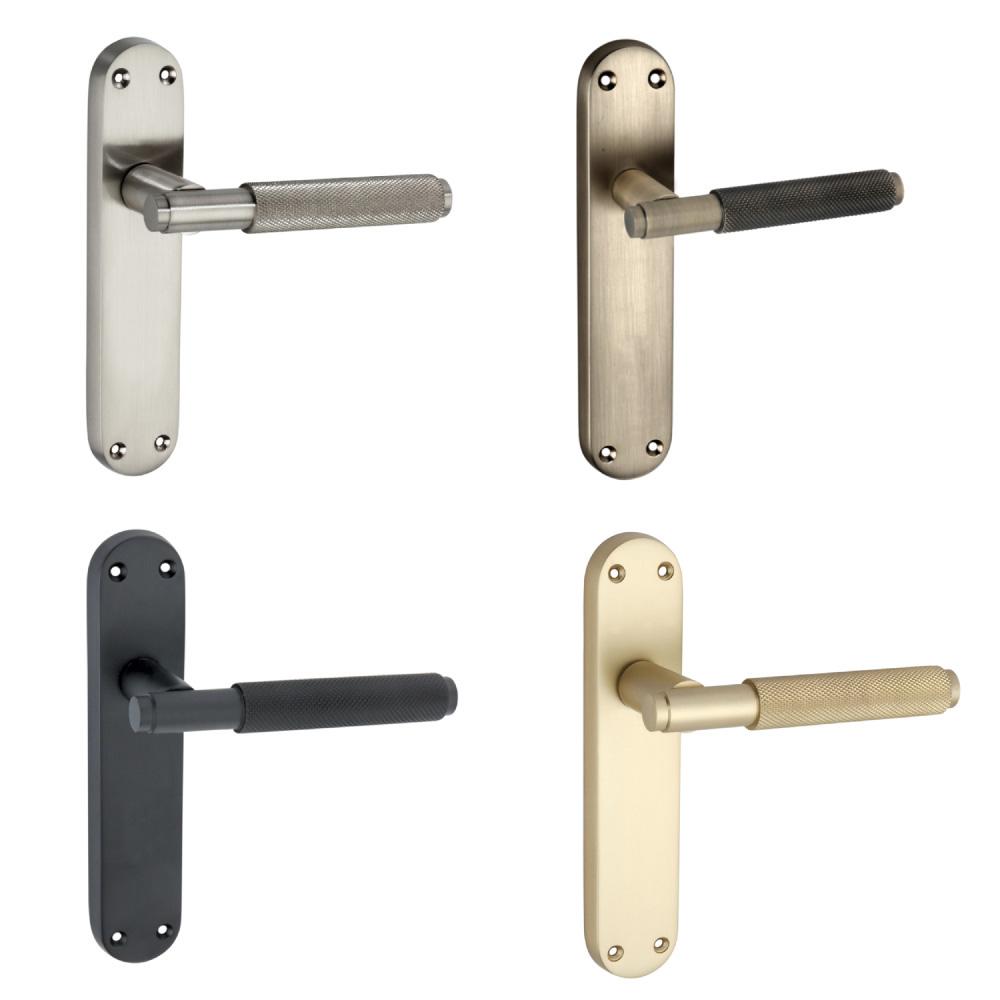 SpiraBrass Connaught Knurled Latch Lever on Backplate Door Handle