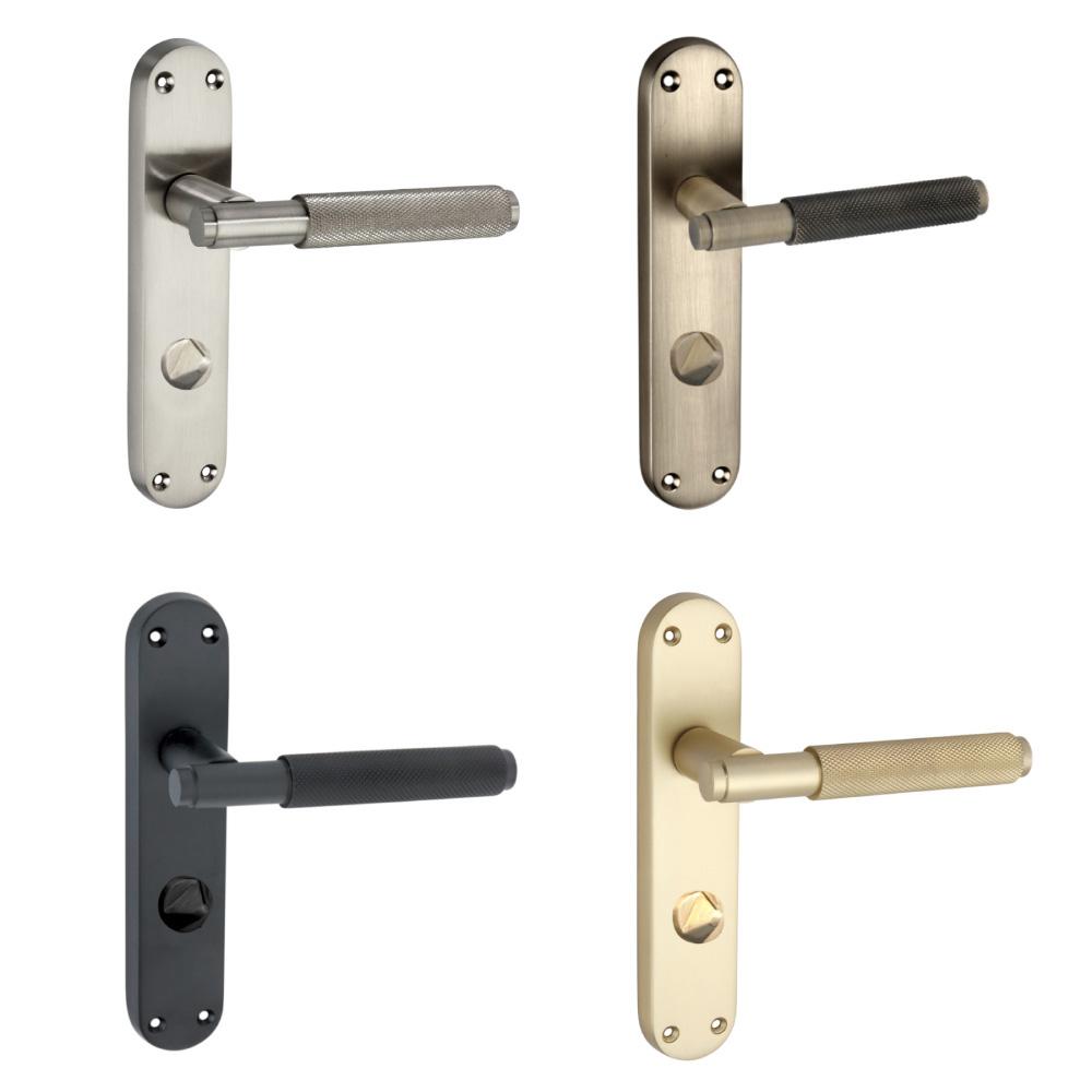 SpiraBrass Connaught Knurled Privacy Lever on Backplate Door Handle