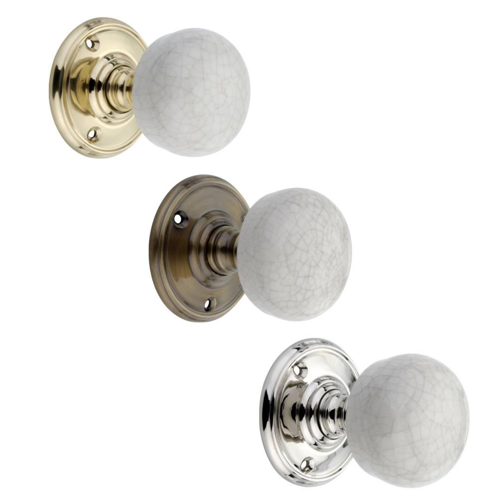 SpiraBrass Crackled Porcelain Mortice Door Knob