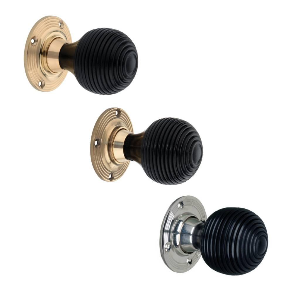 SpiraBrass Ebony Beehive Mortice Door Knob