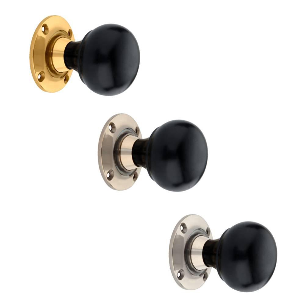 SpiraBrass Ebony Bun Mortice Door Knob
