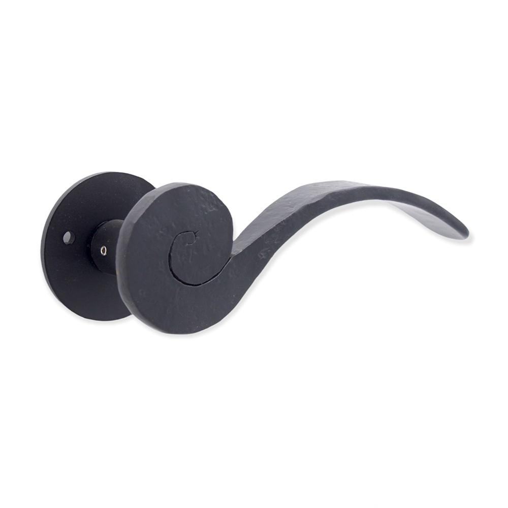 SpiraBrass Ferro Lever on Round Rose Door Handle - Matt Black