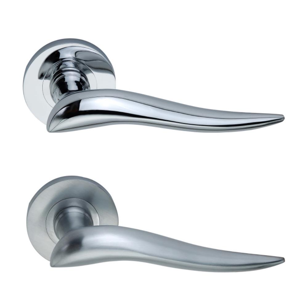 SpiraBrass Flavia Lever on Round Rose Door Handle - Chrome